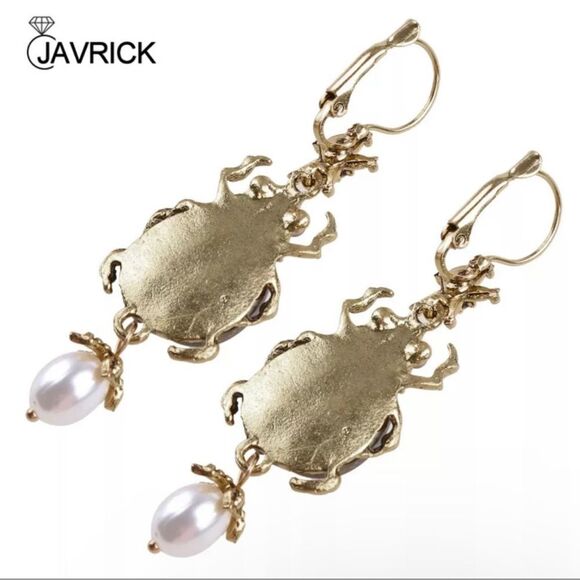 Beetle Dangle Earrings Abalone Dangle Earrings - Picture 5 of 8